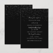 Invitation Fête des mariées Noire Confetti Anniversaire 16ème (Devant / Derrière)