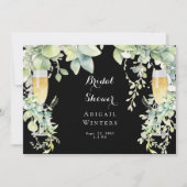 Invitation Fête des mariées noire de Champagne Botanique (Devant)