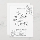 Invitation Fête des mariées Noire Et Blanc Classique (Devant / Derrière)