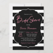 Invitation Fête des mariées noire et blanche chic et rayure r (Devant)