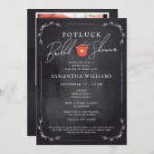 Invitation Fête des mariées noire Potluck (Devant / Derrière)