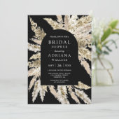 Invitation Fête des mariées noire Rustique Boho Pampas Arch (Debout devant)