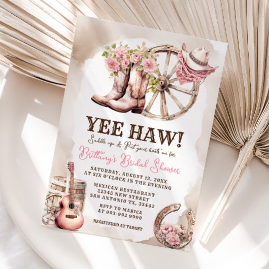 Invitation Fête des mariées occidentale florale de la poule