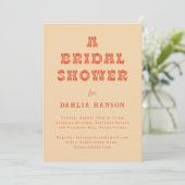 Invitation Fête des mariées Occidentale minimale Orange Pêche (Debout devant)