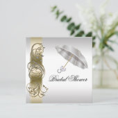 Invitation Fête des mariées officielle Ornate Or Argent (Debout devant)