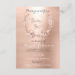 Invitation Fête des mariées Olive Wreath Rose Rose Or Blush
