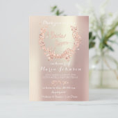 Invitation Fête des mariées Olives Wreath Rose Rose Or (Debout devant)