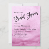Invitation Fête des mariées Ombre d'aquarelle rose vif (Devant)