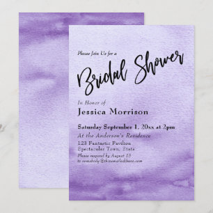 Invitation Fête des mariées Ombre d'aquarelle violette