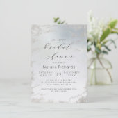 Invitation Fête des mariées Ombre Dusty Blue Frosted Silver F (Debout devant)