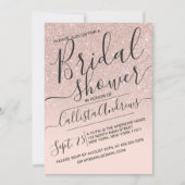 Invitation Fête des mariées Ombre Parties scintillant rose Go (Devant)