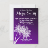 INVITATION FÊTE DES MARIÉES OMBRÉ PURPLE TROPICAL PALMS (Dos)