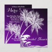 INVITATION FÊTE DES MARIÉES OMBRÉ PURPLE TROPICAL PALMS (Devant / Derrière)