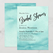 Invitation Fête des mariées Ombre turquoise aquarelle (Devant / Derrière)