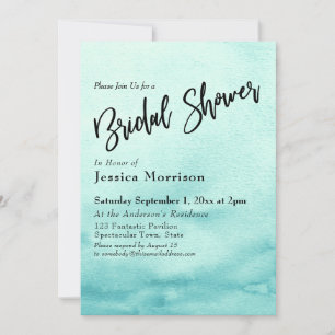 Invitation Fête des mariées Ombre turquoise aquarelle