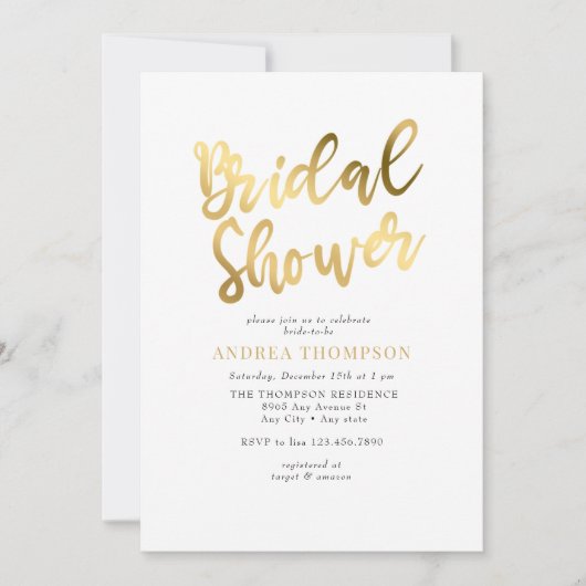 Invitation Fête des mariées or (Devant)