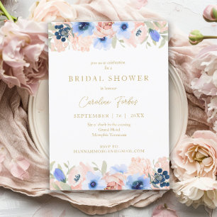 Invitation Fête des mariées or bleu brun Peach