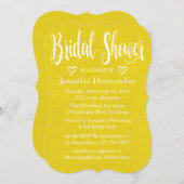 Invitation Fête des mariées or jaune Coeurs blancs Mariage (Devant / Derrière)