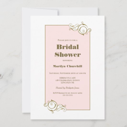 Invitation Fête des mariées or rose (Devant)