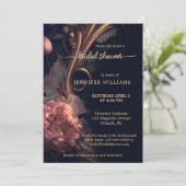 Invitation Fête des mariées or Rose au chocolat foncé (Debout devant)