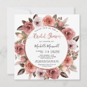 Invitation Fête des mariées, or Rose et florale blush (Devant)