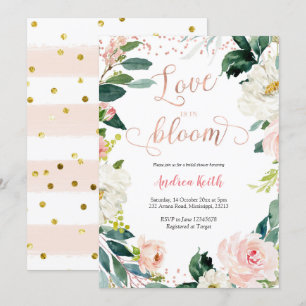 Invitation Fête des mariées or rose et Rose