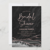 Invitation Fête des mariées or Rose noir Agate (Devant)