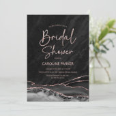 Invitation Fête des mariées or Rose noir Agate (Debout devant)