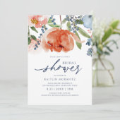 Invitation Fête des mariées Orange Blue Peonies Botanique Flo (Debout devant)