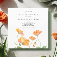 Fête des mariées Orange Floral Aquarelle Poppies