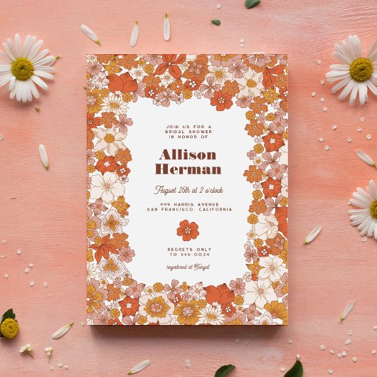 Invitation Fête des mariées orange rose super