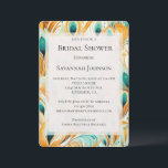 Invitation Fête des mariées Orange Turquoise Peacock Feathes<br><div class="desc">Fête des mariées Orange Turquoise Peacock Feathes</div>