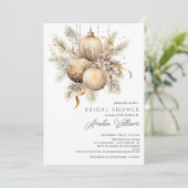 Invitation Fête des mariées Ornement de Noël Or (Debout devant)