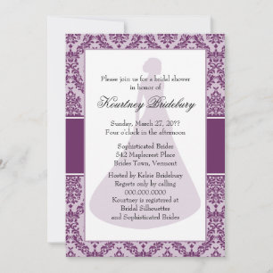 Invitation Fête des mariées Palatine violet Damas