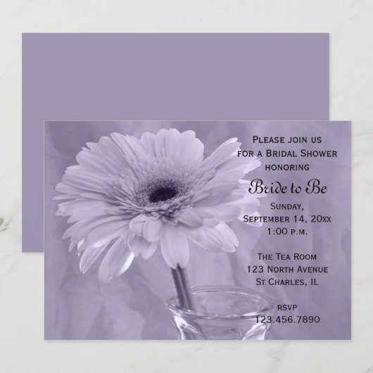 Invitation Fête des mariées pâle pourpre teintée marguerite (Devant / Derrière)