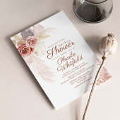 Invitation Fête des mariées Pampas Grass Floral Terracotta