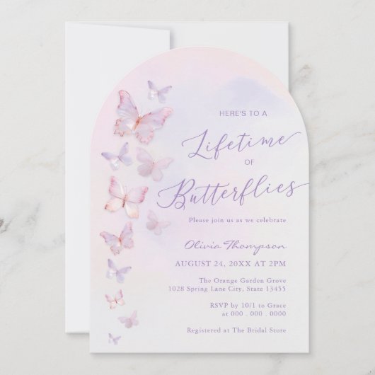 Invitation Fête des mariées papillon (Devant)