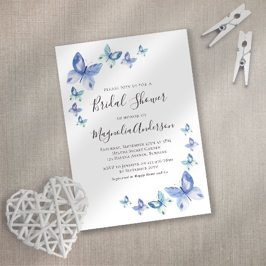 Invitation Fête des mariées papillon