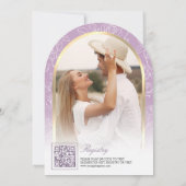 Invitation Fête des mariées papillon à arc floral pourpre (Dos)