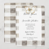 Invitation Fête des mariées papillon à rayures de crème (Devant / Derrière)