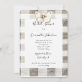 Invitation Fête des mariées papillon à rayures de crème (Devant)