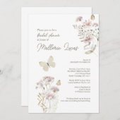 Invitation Fête des mariées papillon | Design féminin romanti (Devant / Derrière)