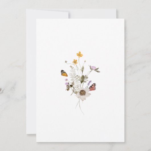Invitation Fête des mariées papillon fleur sauvage (Dos)