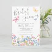 Invitation Fête des mariées papillon Fleur sauvage aquarelle (Debout devant)