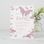 Invitation Fête des mariées papillon Gold Purple Elegant Boho (Debout devant)
