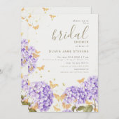 Invitation Fête des mariées papillon Hydrangea Gold Romantiqu (Devant / Derrière)