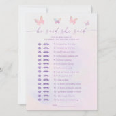 Invitation Fête des mariées Papillon Il A Dit Qu'Elle A Dit C (Devant)