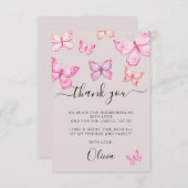 Invitation Fête des mariées papillon merci (Devant / Derrière)