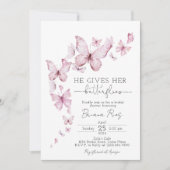 Invitation Fête des mariées papillon rose (Devant)