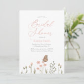 Invitation Fête des mariées papillon rose (Debout devant)
